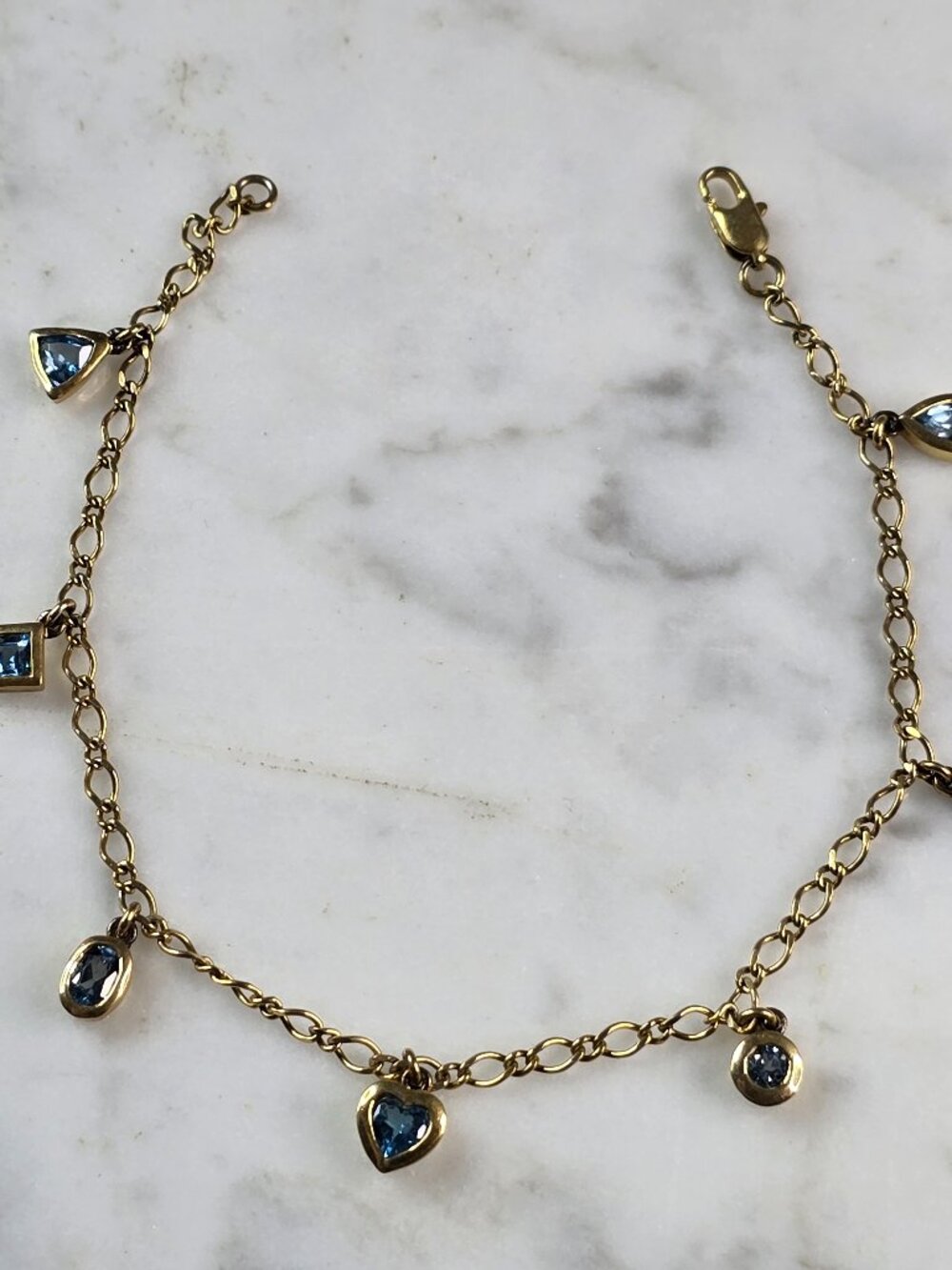 Womens Vintage Estate Sterling Silver Gold Tone Topaz Bracelet 4.0g E806